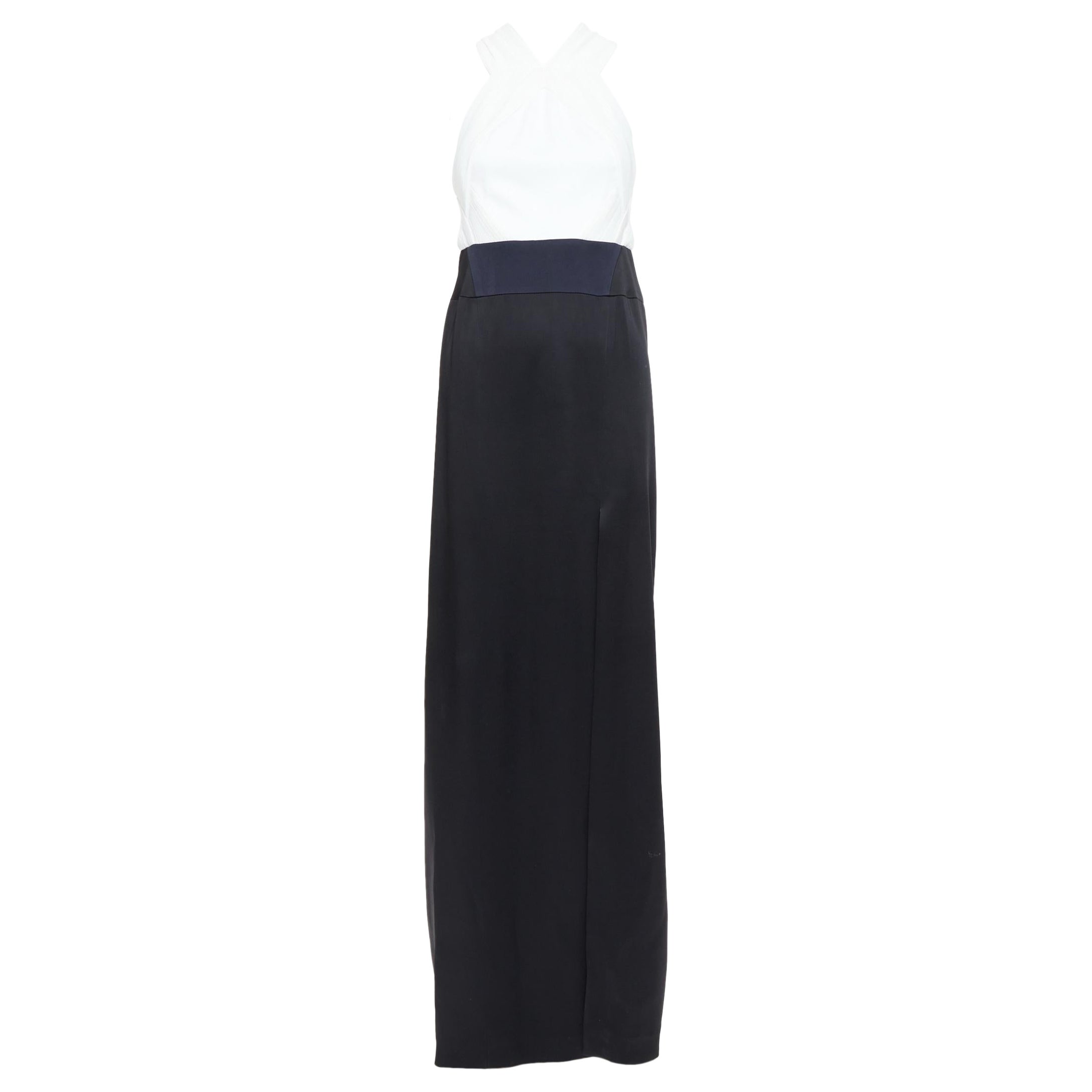 GALVAN LONDON 501 Esmoquin plisado blanco negro satinado largo FR36 S en venta