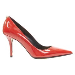 VERSACE Hibiscus Barocco gold sole red patent Medusa stud pump EU37.5 US7.5