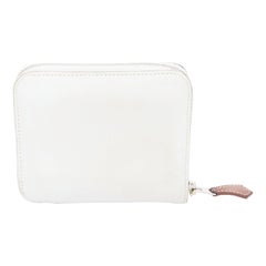 HERMES Silk'in cream leather red wild print silk lined compact wallet