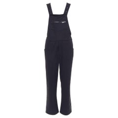 Y3 YOHJI YAMAMOTO ADIDAS black straps striped pleather side flared dungarees