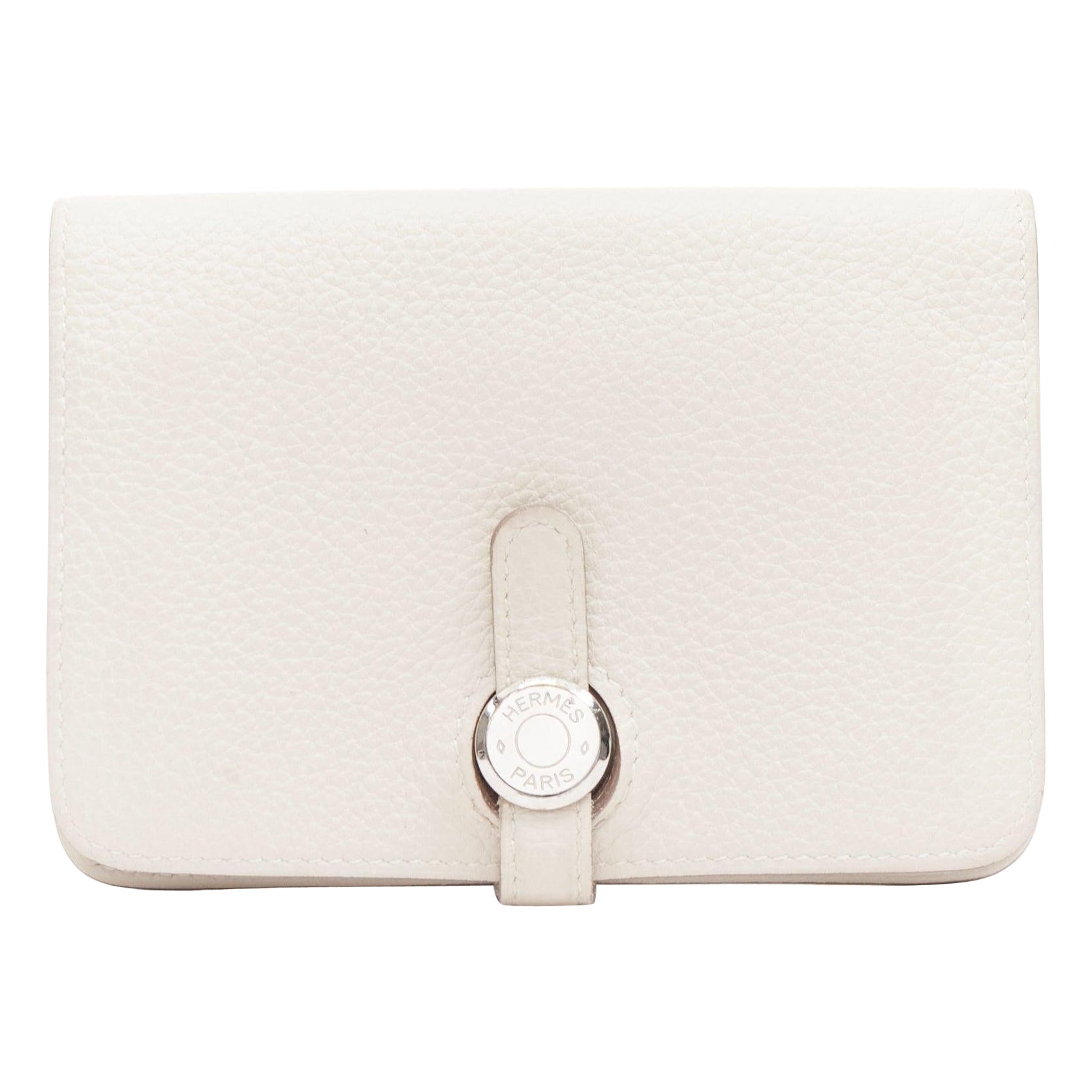 HERMES Dugon Duo crema in pelle togo SHW portamonete con passante in vendita