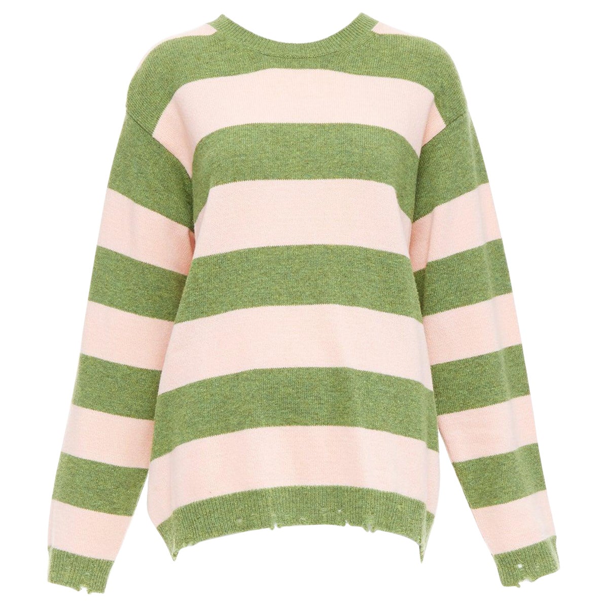 Pull oversize MARC JACOBS Grunge Sweater rose vert laine vieillie M en vente