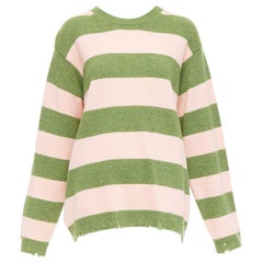 MARC JACOBS Grunge Sweater pink green distressed wool oversized sweater M