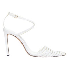 JIMMY CHOO Sandalias Tamai 100 de piel blanca con puntera de jaula cruzada EU36.5