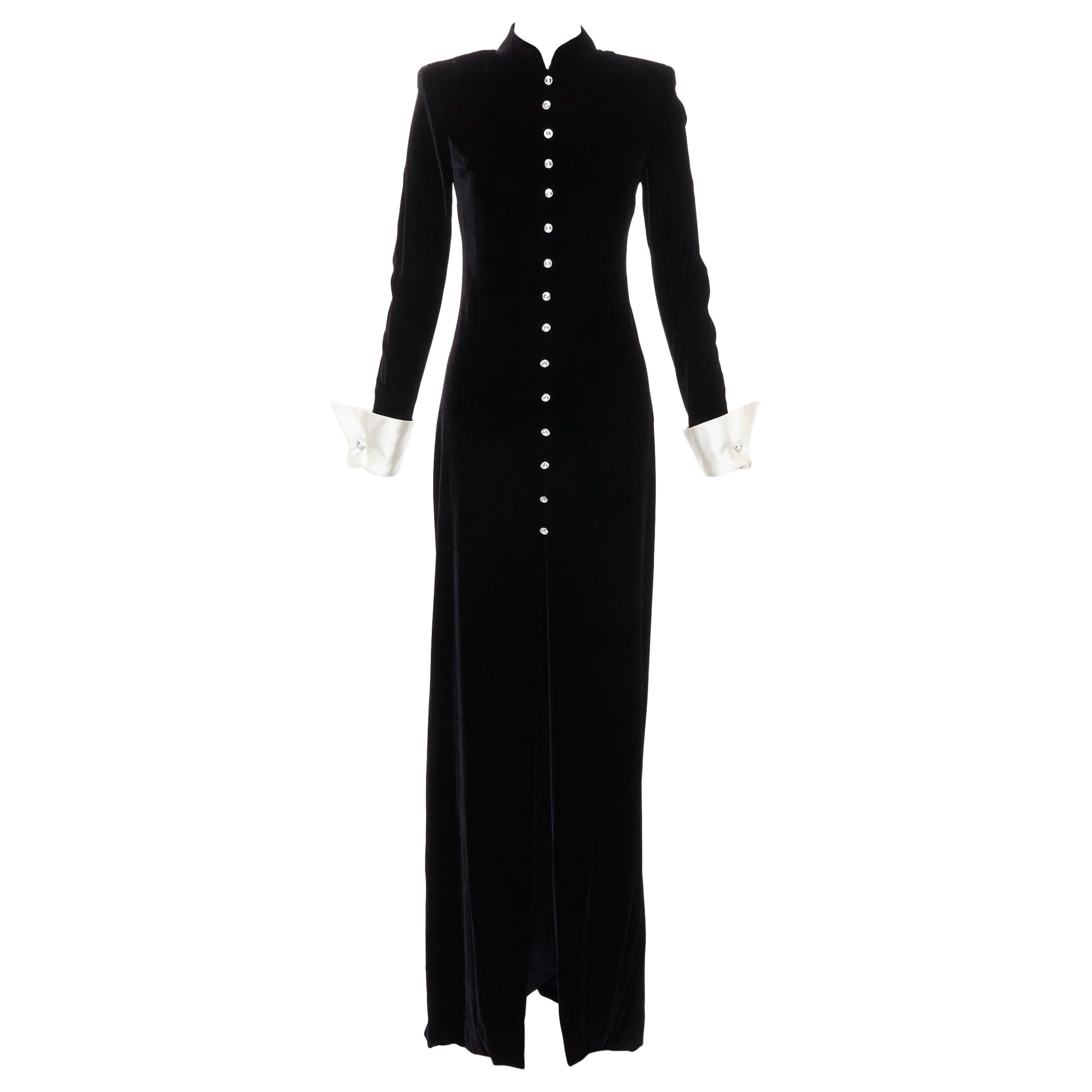 ALESSANDRA RICH vestido de terciopelo de viscosa negro con botones de cristal IT40 S en venta