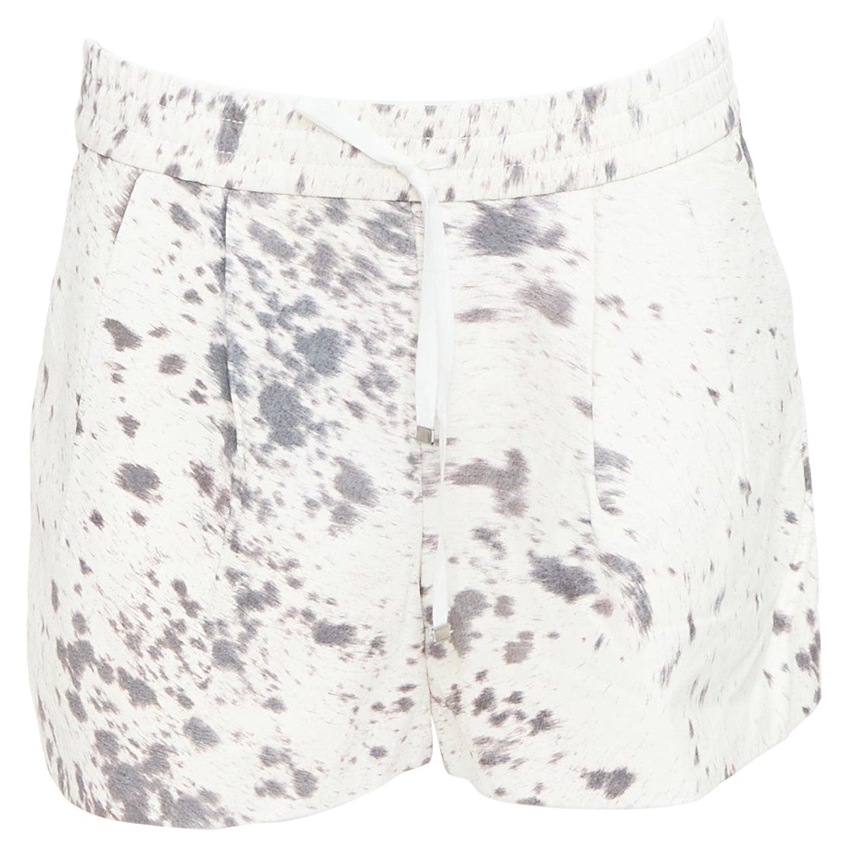 3.1 PHILLIP LIM cream pig leather cow print silk lined shorts US2 S For Sale