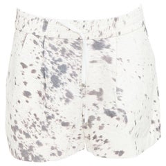 3.1 PHILLIP LIM cream pig leather cow print silk lined shorts US2 S