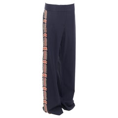 MONSE Pantalon large à bordure latérale en laine vierge noire, taille US 6 M
