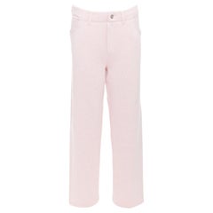 BARRIE baby pink cashmere cotton knitted overstitched wide pants M
