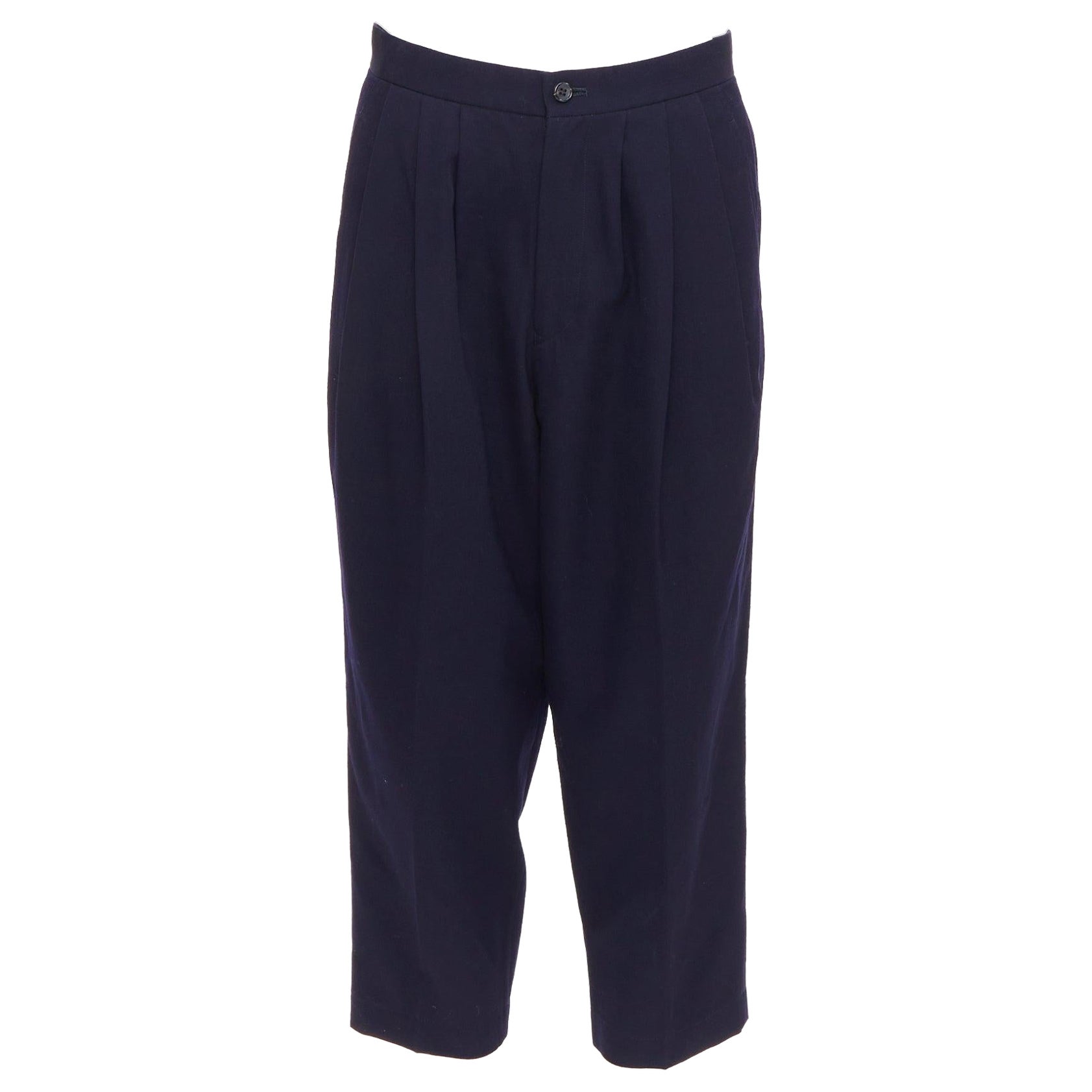 COMME DES GARCONS 2016 navy wool balloon cropped trousers S For Sale