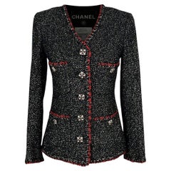 Chanel New Legendary Jewel Buttons Black Tweed Jacket 34 FR