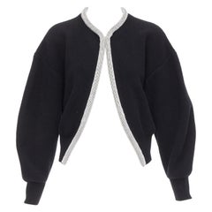 ALEXANDER WANG Schwarze Strickjacke aus Wolle und Kaschmirmischung mit Kristallkordelschnitt S