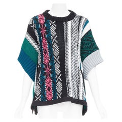 SACAI 2022 Rug green black cotton knitted flared sweater JP3 L