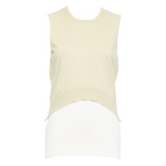 OLD CELINE Phoebe Philo cremefarbenes Seiden-Baumwoll-Layered-Creme-Strickoberteil S