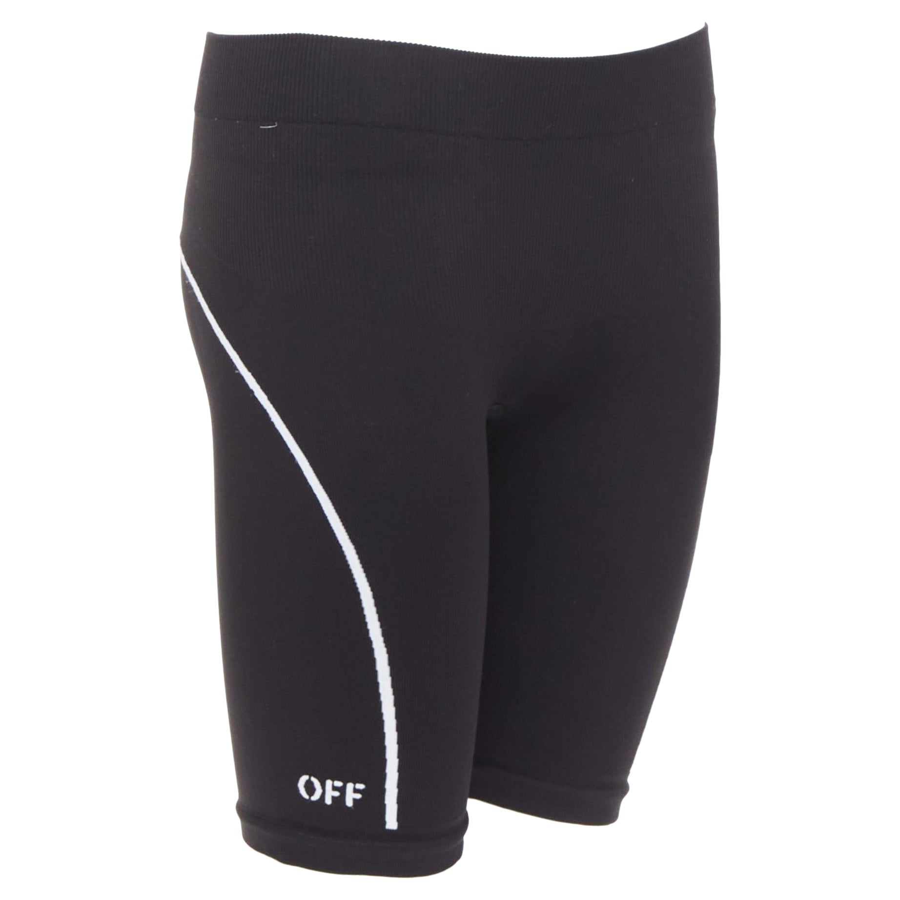 OFF WHITE Athleisure Virgil Abloh eco friendly black cyclist shorts M For Sale