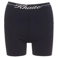 KHAITE Bryant black white italic logo viscose blend knitted cyclist shorts S