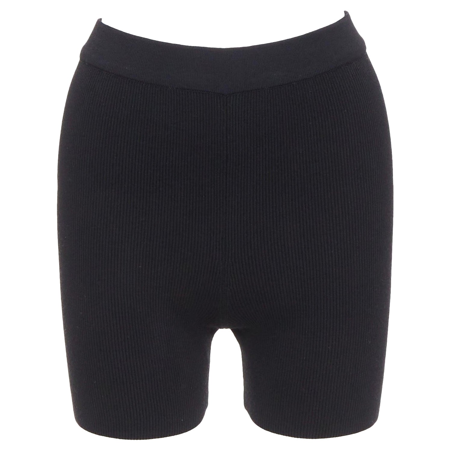 JACQUEMUS black viscose blend minimal knitted cyclist shorts FR36 S For Sale