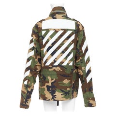 OFF WHITE Virgil Abloh verde Camuflaje algodón blanco logo chaqueta M