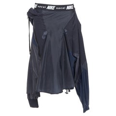 SACAI NIKE black navy nylon deconstructed windbreaker patchwork skirt S
