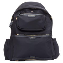 ANYA HINDMARCH Cycling black leather trim multi pocket shell backpack bag