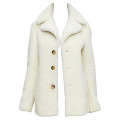 SAINT LAURENT 2017 off white sheepskin shearling teddy coat FR36 S