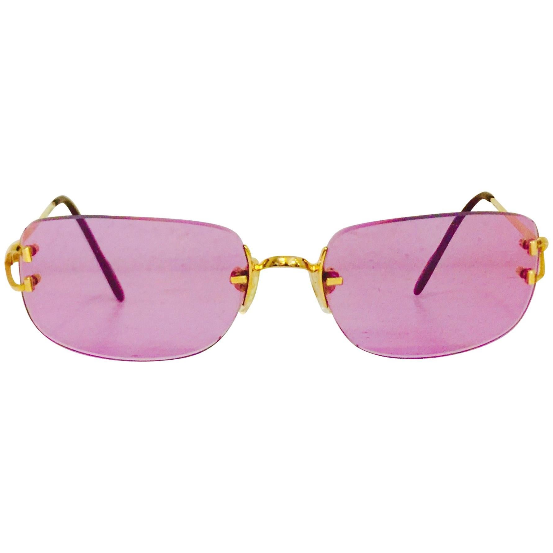 Cartier Rimless Sunglasses With Rose Pink Tinted Lenses at 1stDibs | pink  cartier glasses, cartier pink tinted glasses, cartier tinted glasses