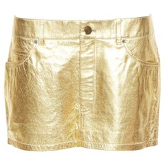SAINT LAURENT 2021 Goldes Lammfell Minimal Rocker Minirock FR40 L