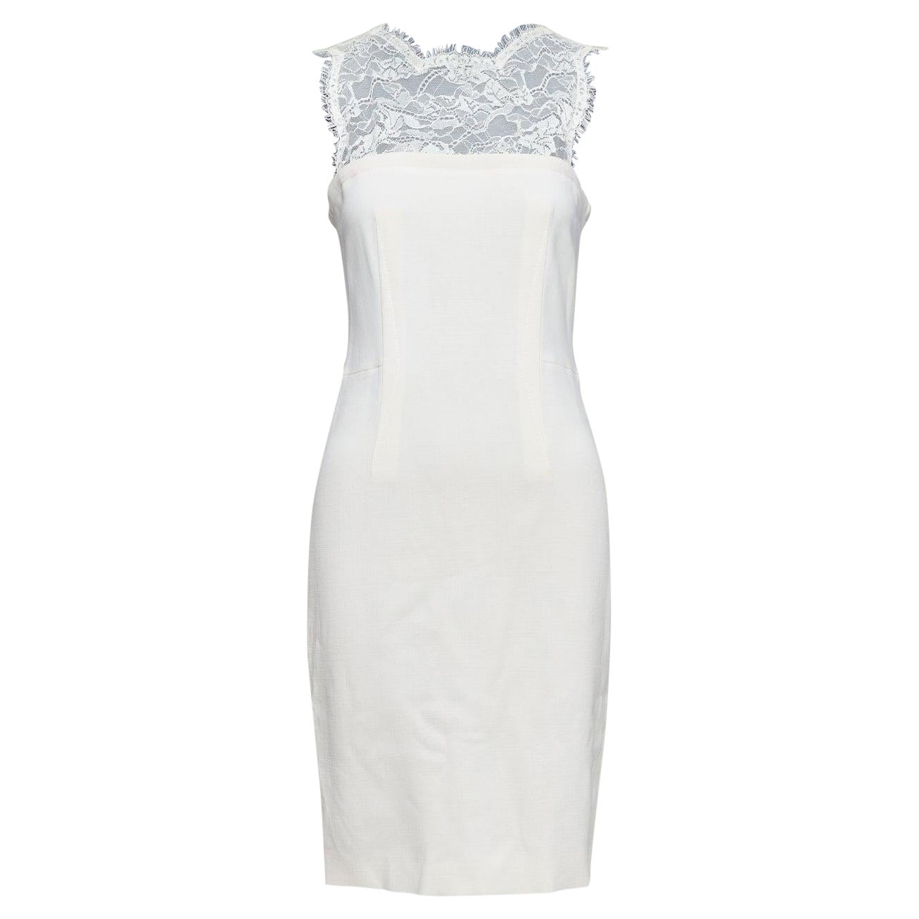 EMILIO PUCCI cream virgin wool blend lace collar cocktail dress IT40 S For Sale