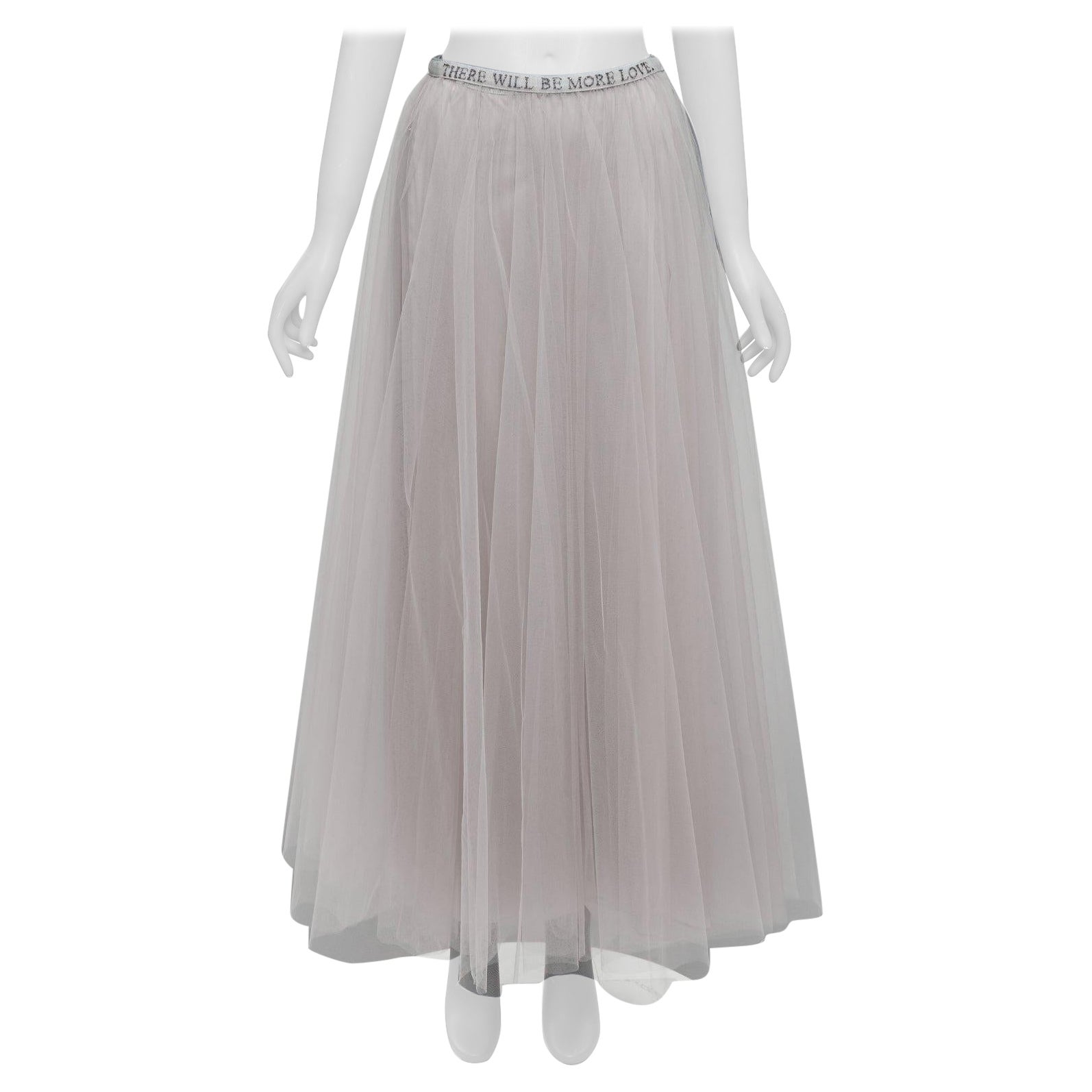VALENTINO There Will Be More Love beaded waist grey tulle skirt IT38 XS For Sale
