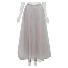 Valentino There Will Be More Love gonna in tulle grigio con perline in vita IT38 XS