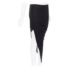 HELMUT LANG HELMUT black micromodal blend side draped skirt S