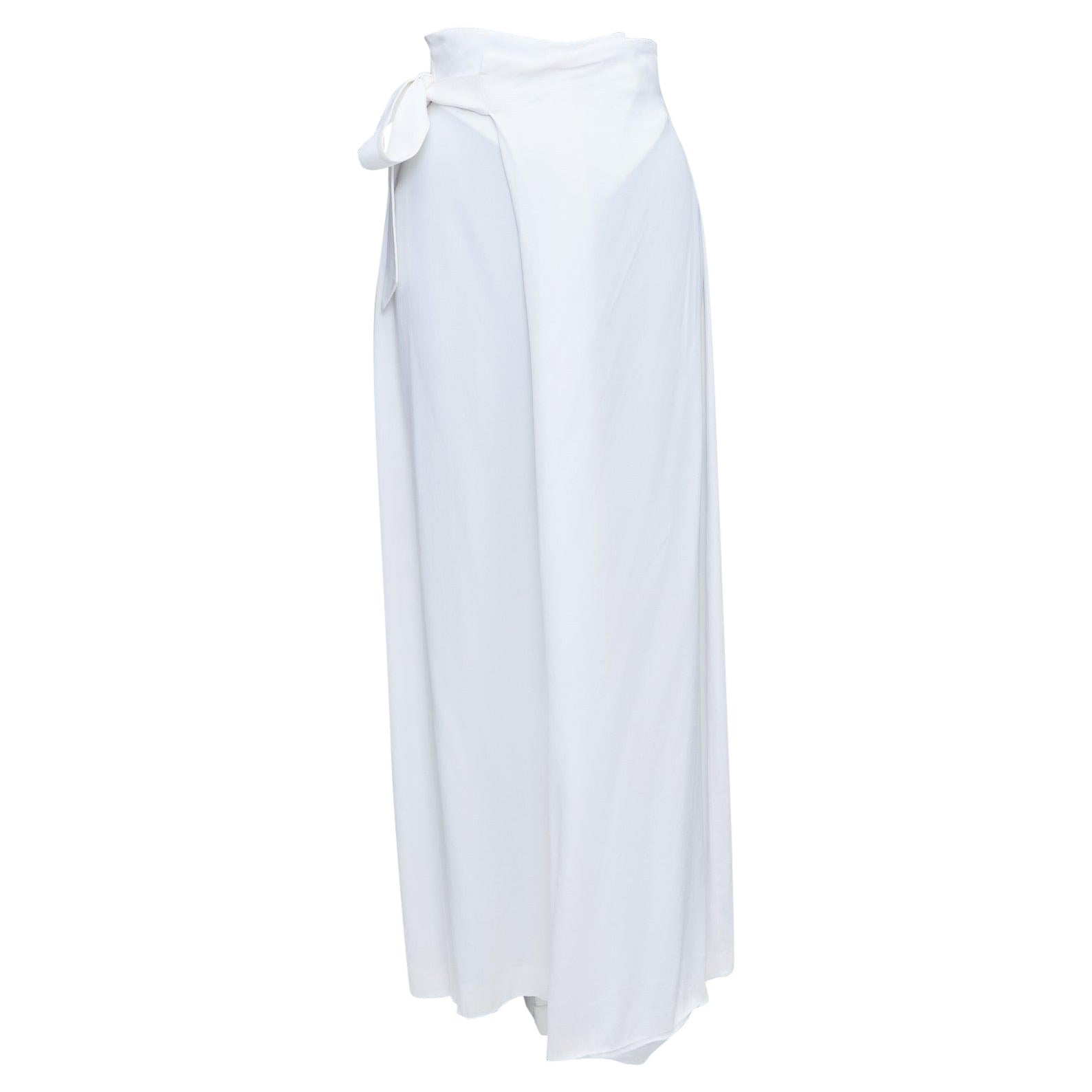 GIANFRANCO FERRE Vintage white wrap tie high waist wide leg cropped pants IT40 S For Sale