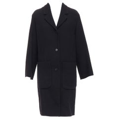 HERMES nero in lana vergine misto H logo bottoni tasca applicata cappotto FR36 S