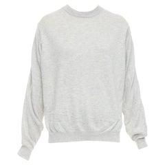 Tibi maglione bianco grigio nylon lana merino a contrasto increspato sul retro XS