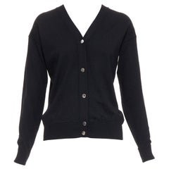 ALEXANDER WANG black merino wool silk trim sheer back cardigan XS