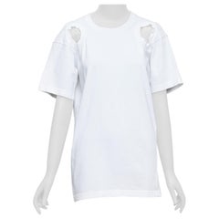 OLD CELINE Phoebe Philo  2017 white cut out shoulder long tshirt top FR34 XS