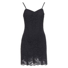 DOLCE GABBANA KIM Cordonetto - Robe à bretelles spaghetti en dentelle noire IT40 S