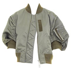 SACAI 2024 khaki nylon twill cocoon half sleeve cropped MA1 bomber JP3 L