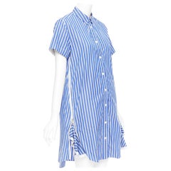 SACAI 2018 bleu blanc coton rayé cascade robe chemise zippée côté JP2 M