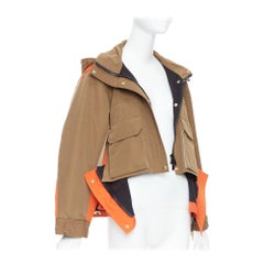 SACAI 2022 khaki orange cotton nylon deconstructed flared anorak JP1 S