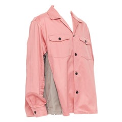 Sacai 2022 rosa grigio cotone nylon inserti svasati camicia boxy safari JP3 L.