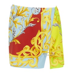 VERSACE Pop Acantus Barocco gold Medusa safety pin slit mini skirt IT40 S