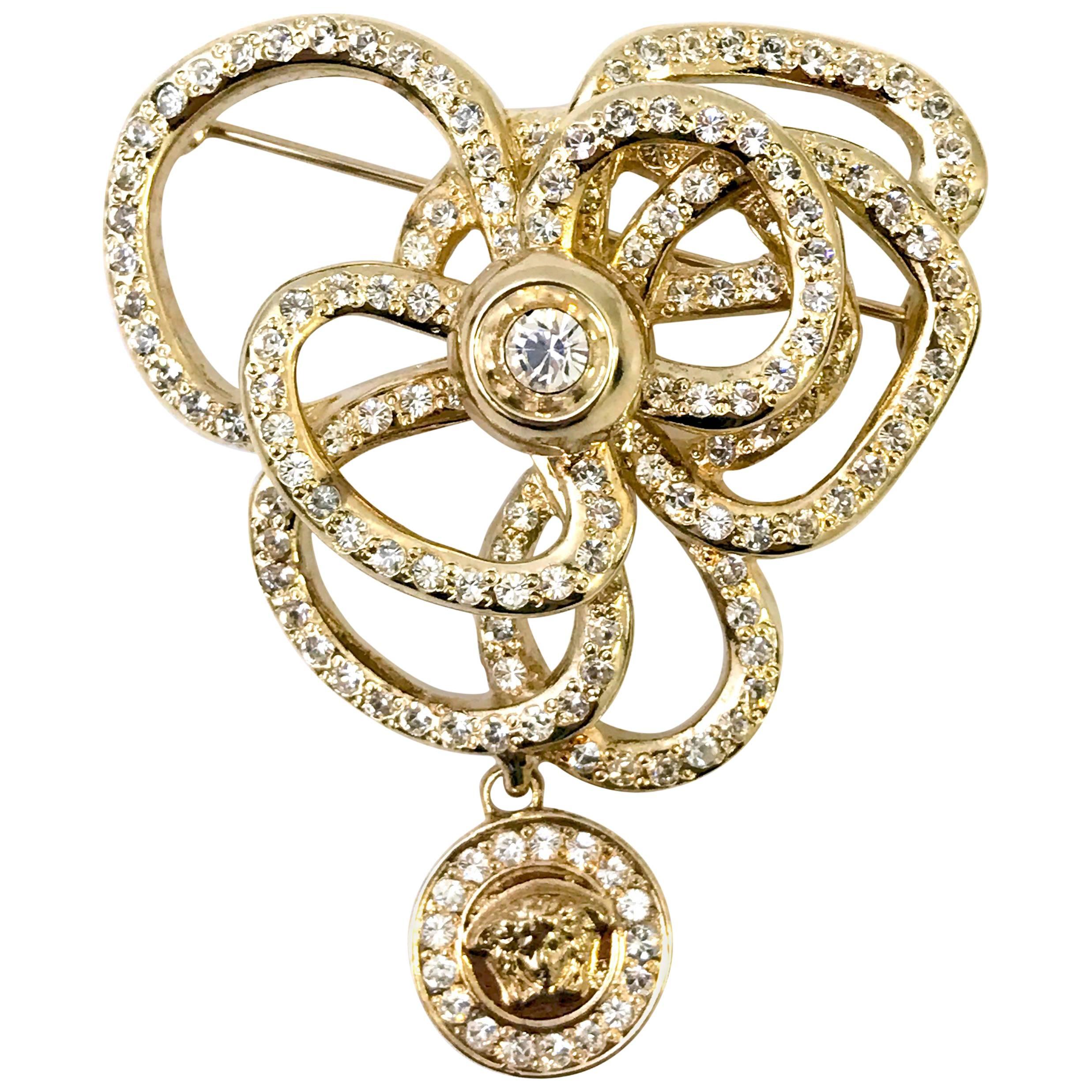 Versace Flower Brooch, 1990s For Sale