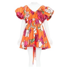 AJE Gretta vivid camellia red floral bow back puff mini dress UK14 XL