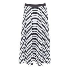 SACAI 2020 jupe midi plissée à taille ruban rayée noir et blanc JP4 XL