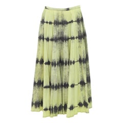 DIOR 2020 Runway yellow black tie dye pleated midi skirt FR40 L