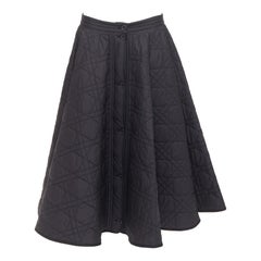 DIOR Macrocannage black diamond quilted button front midi skirt FR42 XL