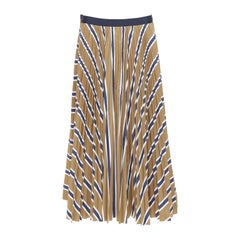 Sacai 2020 gonna a righe bianche e marroni a pieghe in vita JP4 XL