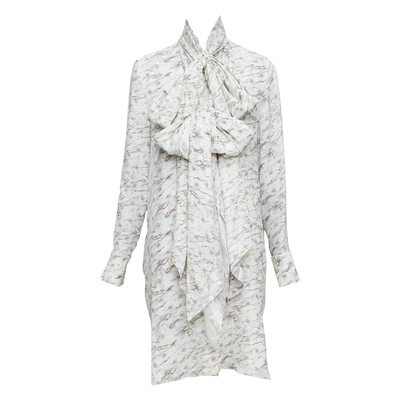 FENDI FF Karligraphy blanco roto vestido midi con estampado de mármol IT42 M en venta
