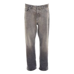 DIOR jeans in denim lavato grigio a vita alta con tasche a pince larghe FR40 L.
